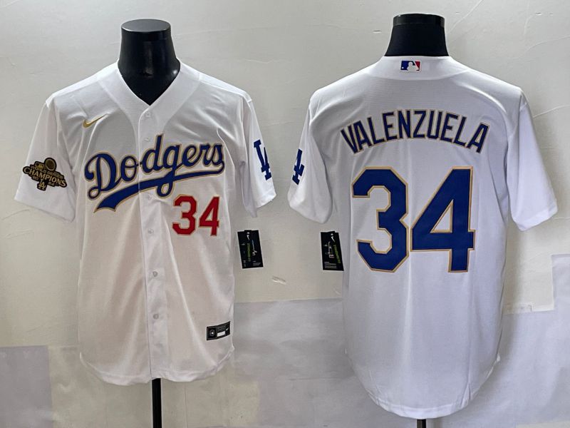 Men 2025 Los Angeles Angels #34 Valenzuela White Gold Game Nike MLB Jersey style 6->los angeles angels->MLB Jersey